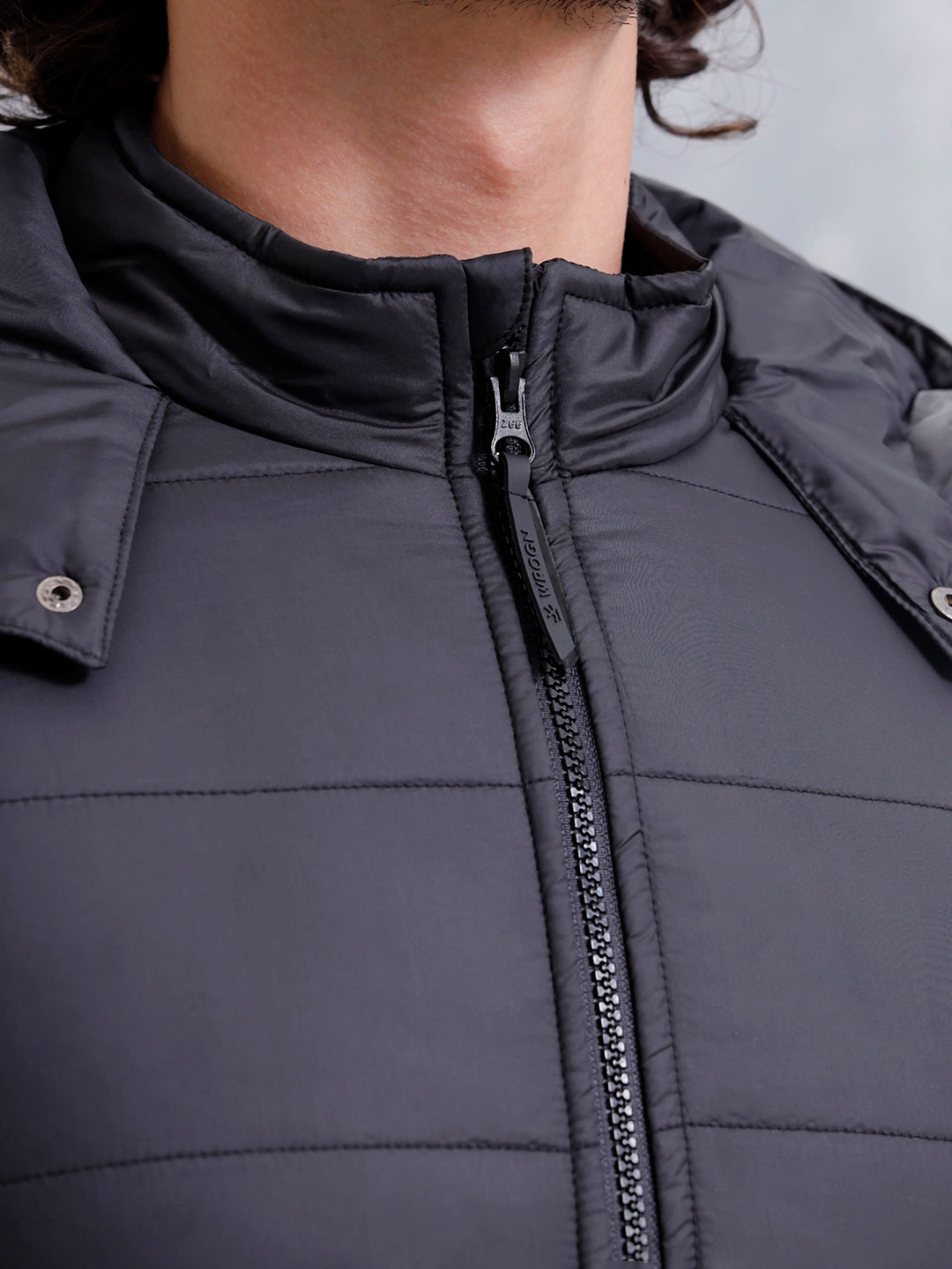 Men's Casual Regular Fit Hooded Puffer Jacker | Black