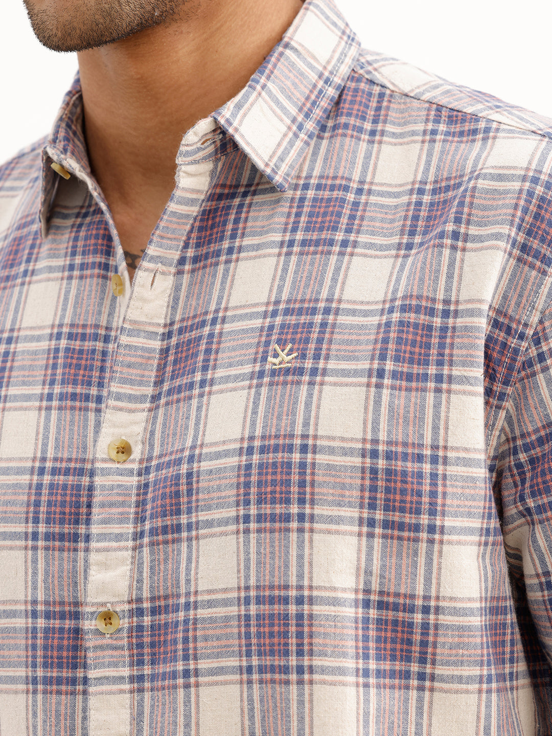 Comfort Fit Checkered Full Sleeve Shirt | Blue