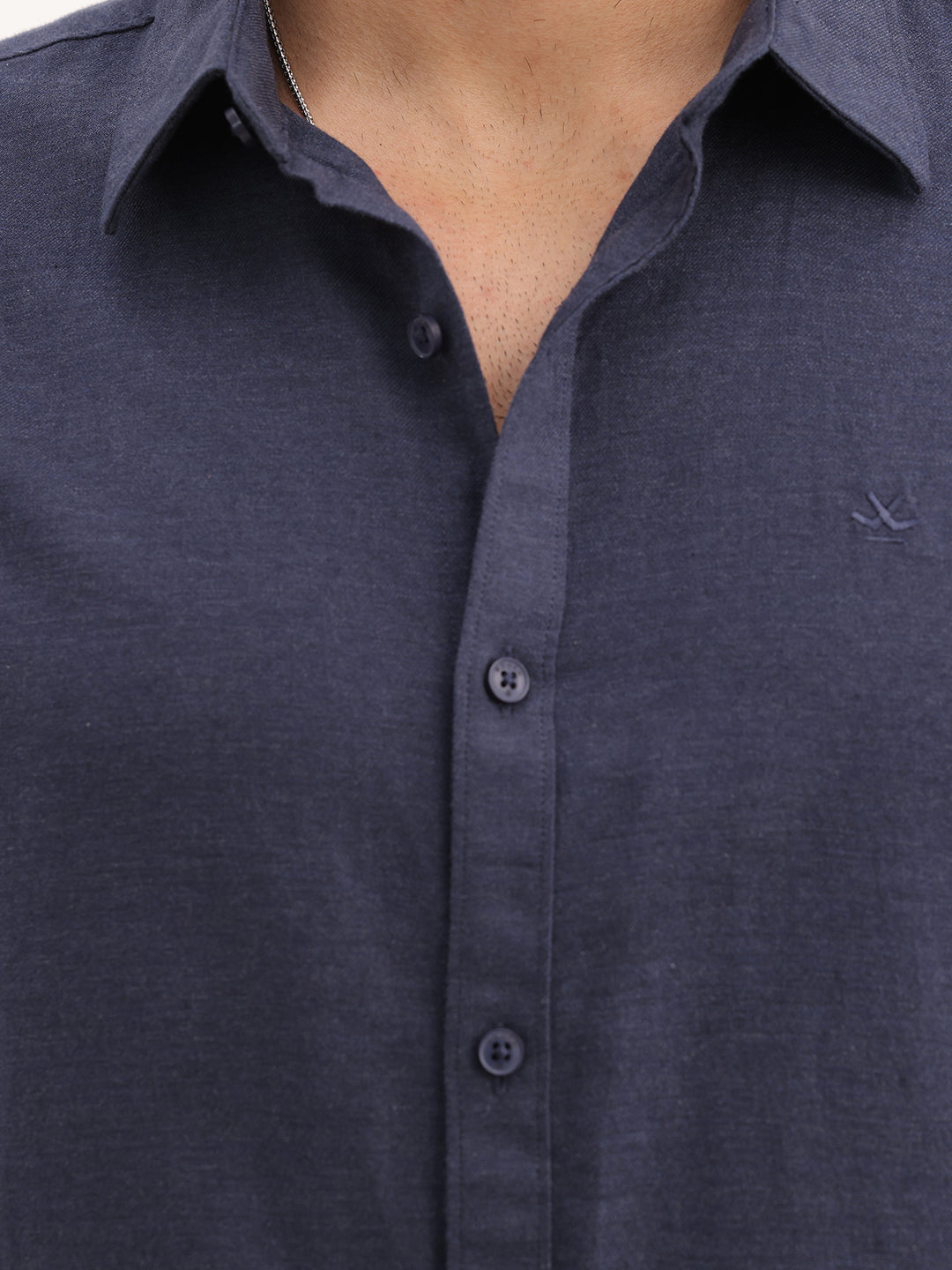 Solid Slim Fit Full Sleeve Shirt | Navy Blue