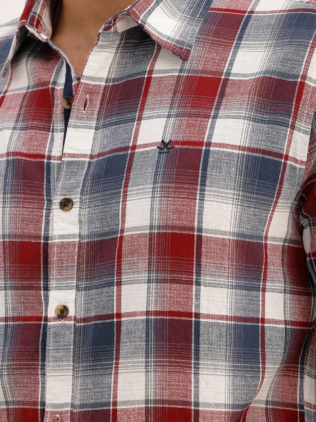 Slim Fit Checkered Full Sleeve Shirt | Brown