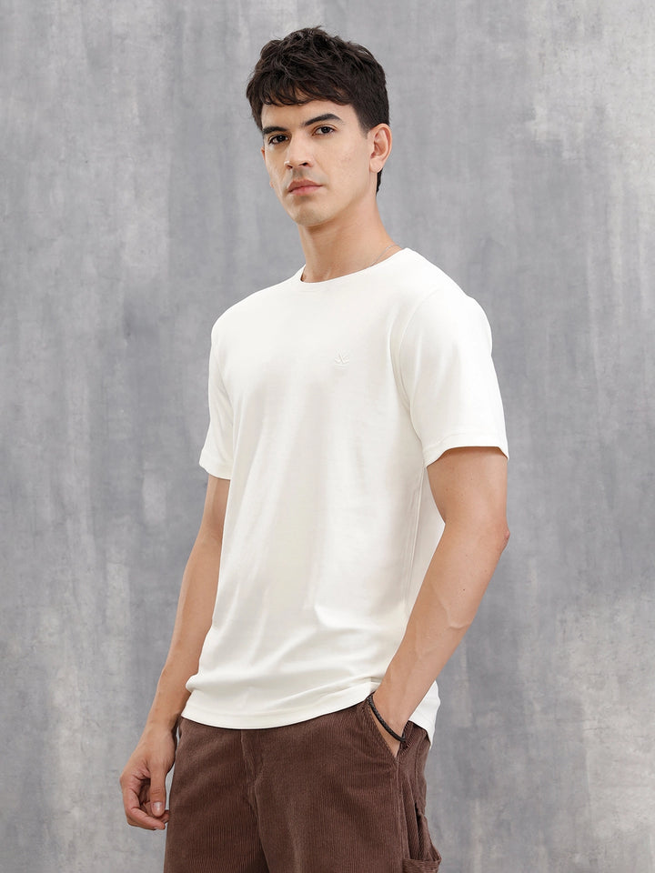 Solid Gold Finish Interlock Jersey With Signature Logo Embroidery  |  White