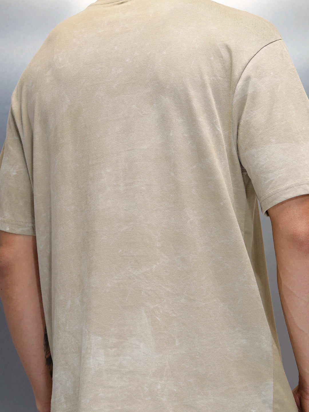 Washed Graphic Printed Oversized Fit T-Shirt | Khaki