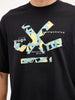 Oversized Fit Placement Printed T-Shirt | Black