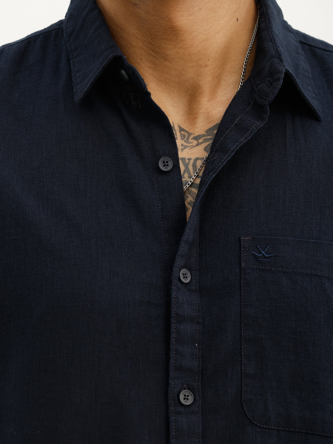 Solid Slim Fit Full Sleeve Shirt | Navy Blue