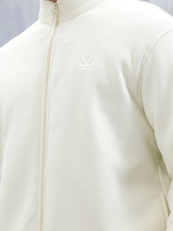 Men’S Solid Zip-Up Stand Collar Sweatshirt | Aloe Wash