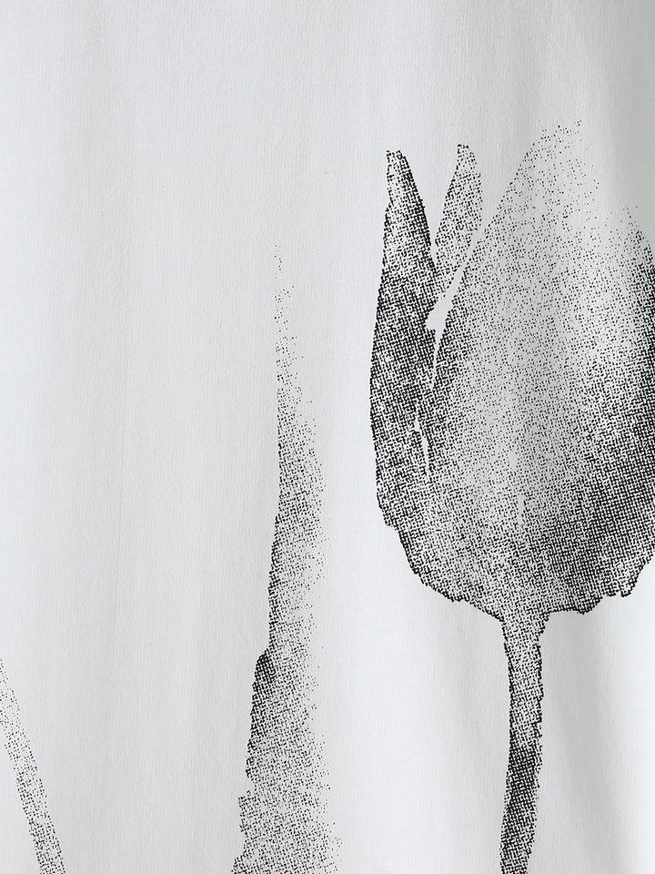 Heavy GSM Watercolour Floral Printed T-Shirt | White