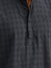 Textured Slim Fit Mandrin Collar Shirt | Navy Blue
