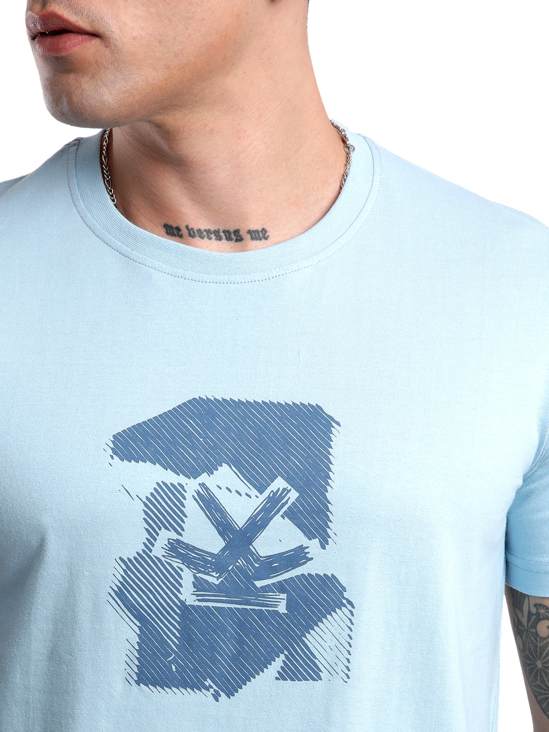 Blue Scribble Printed T-Shirt