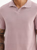 Solid Slim Fit Textured Polo T-Shirt | Pink