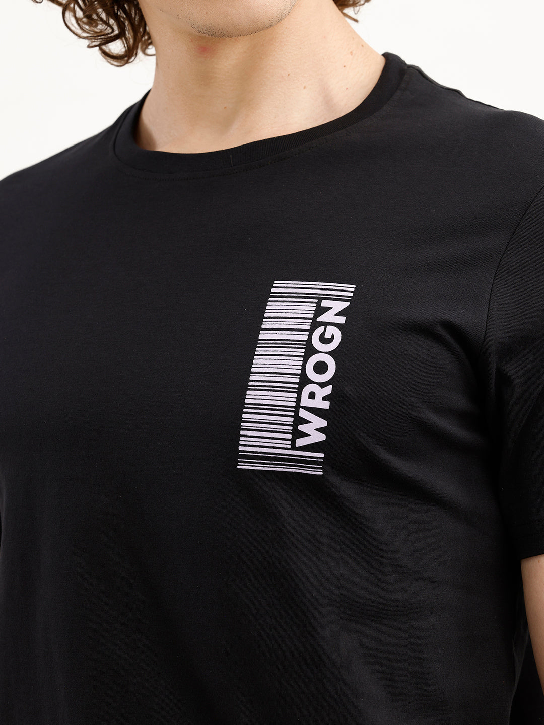 Placement Printed Slim Fit T-Shirt | Black