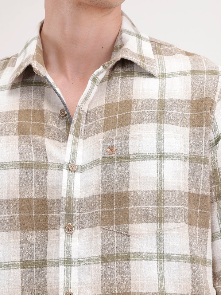 Slim Fit Checkered Shirt | Green