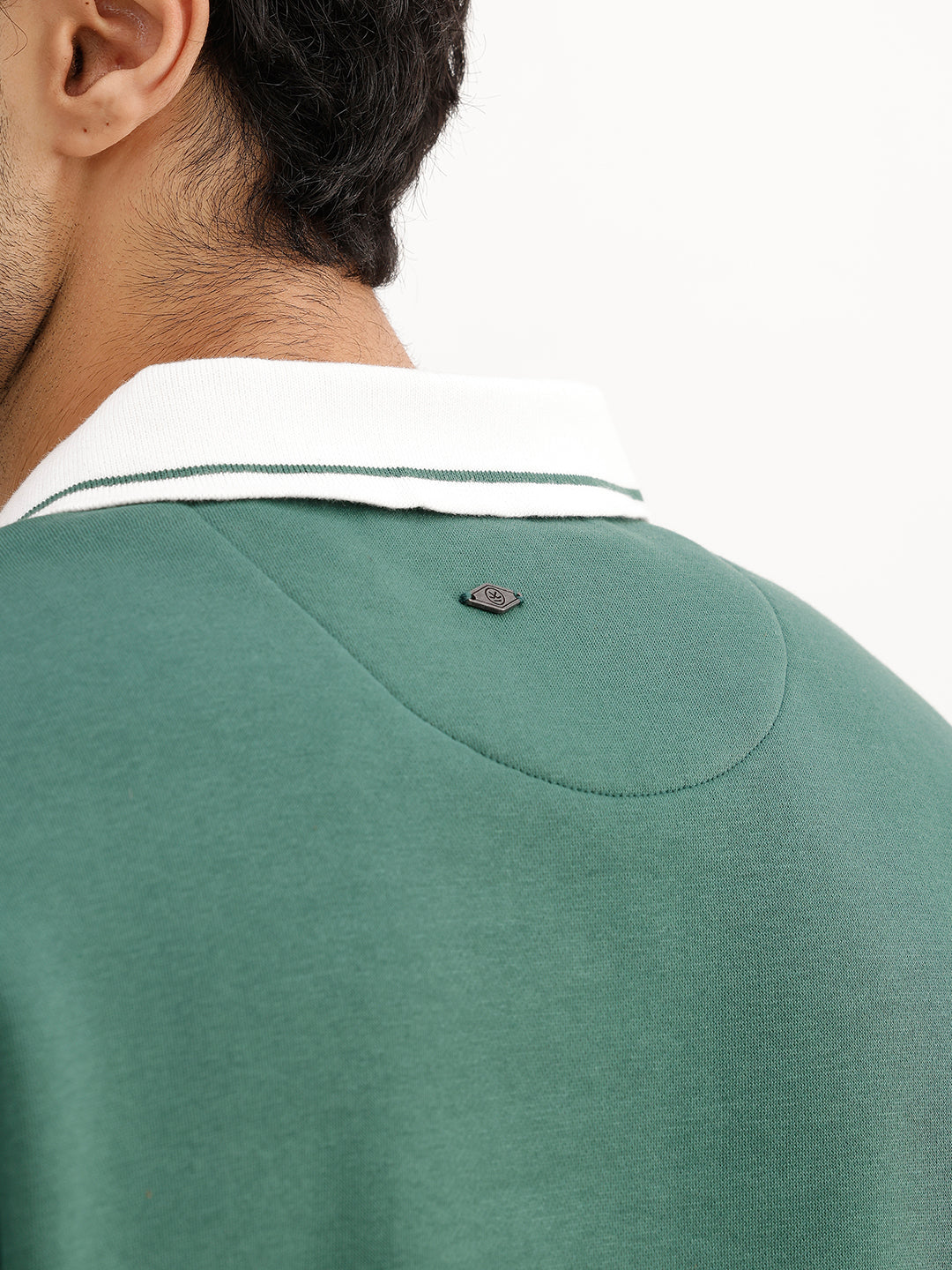 Classic Oversized Contrast Collar Sweatshirt | Green