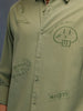 Men's Casual Regualr Fit Shirt With Placement Print | Green