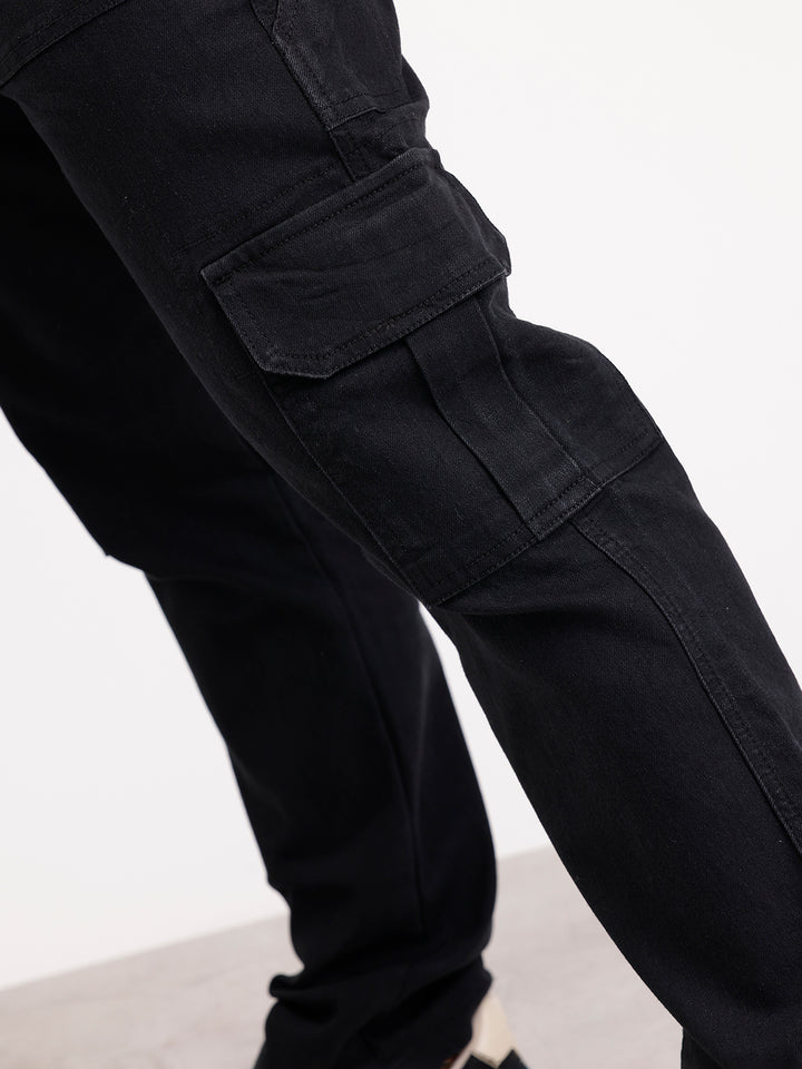 Relaxed Fit Denim Cargo  | Black