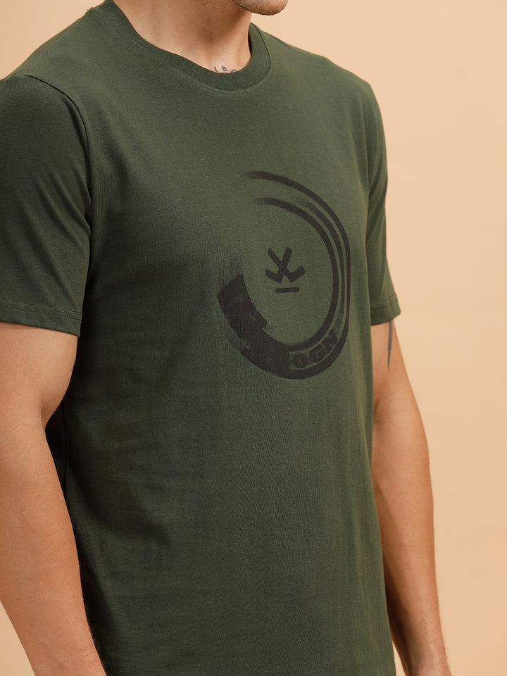 Motion Blur Printed T-Shirt | Olive