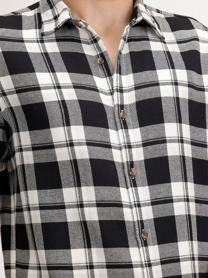Regular Fit Checkered Shirt | Black