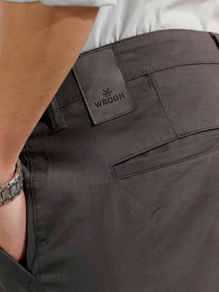 Solid Cotton Blend Trouser | Grey