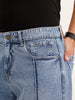 Loose Fit Cut & Sew Denim Jeans | Light Blue