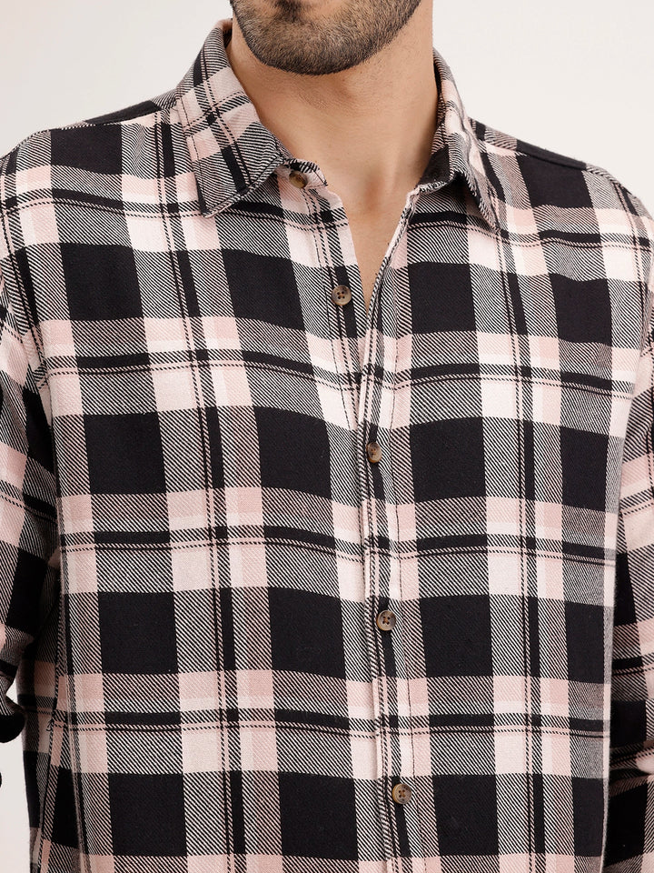 Regular Fit Checkered Shirt | Black