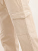 Solid Straight Fit Cargo Trouser | Beige
