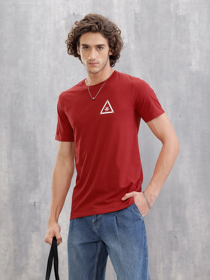 Solid Logo Slim Fit Crewneck T-shirt | Red