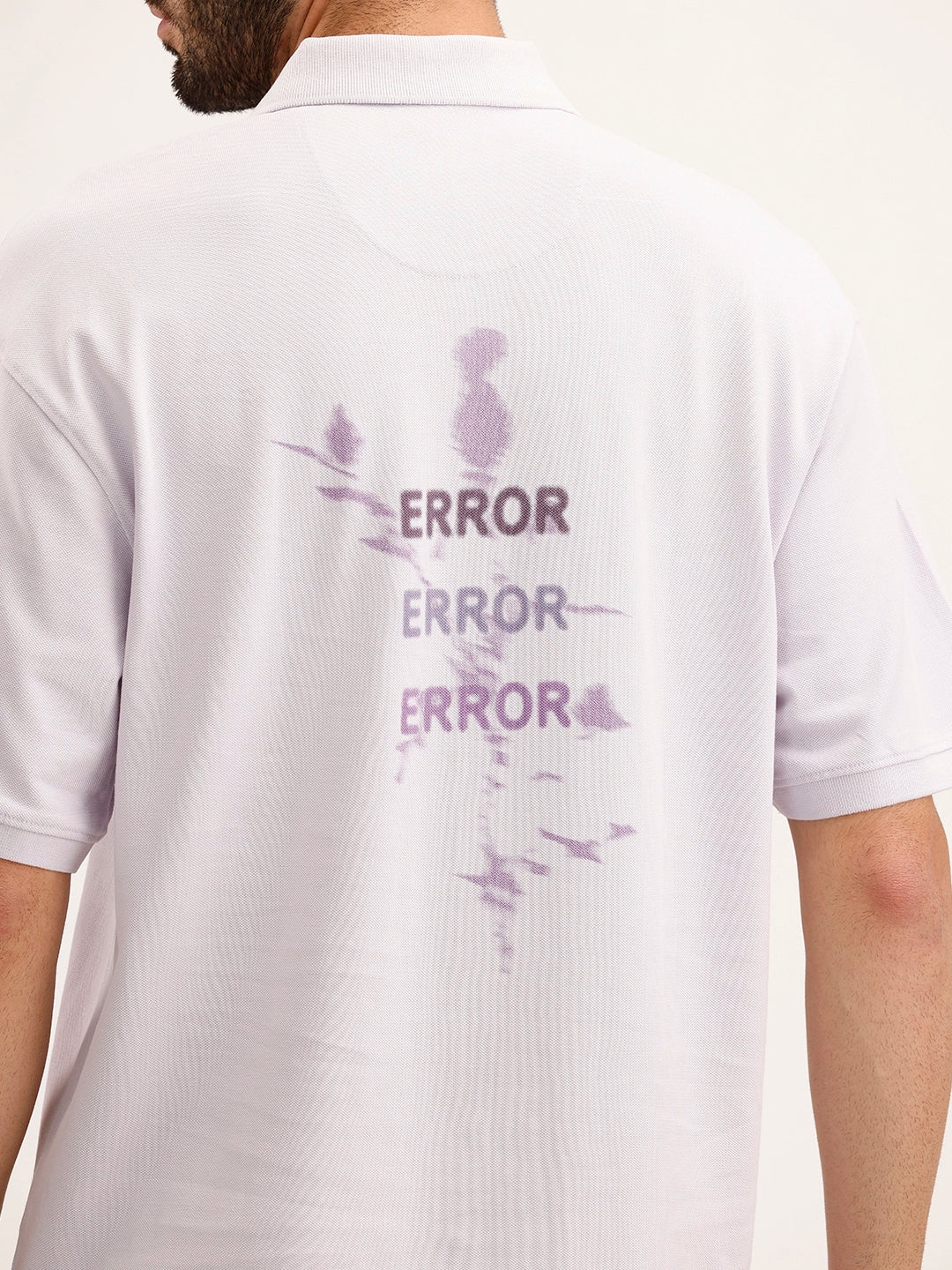 Oversized Back Printed Polo T-Shirt | Purple