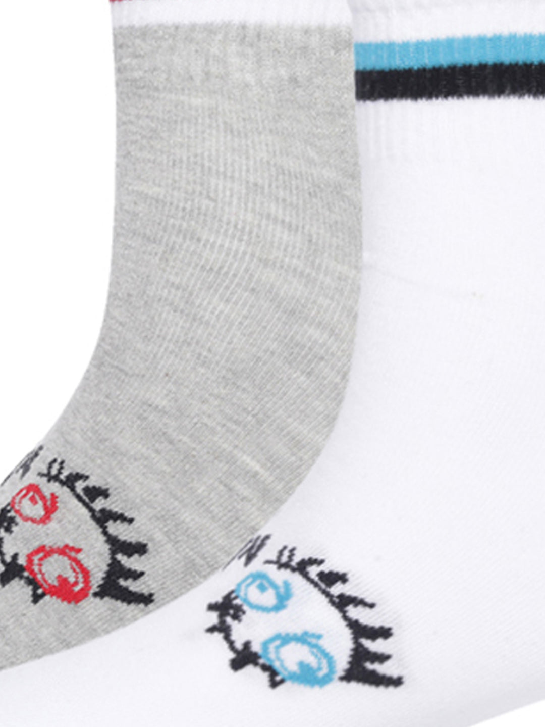 Snug Monster White & Grey Sneaker Socks Pack of 2