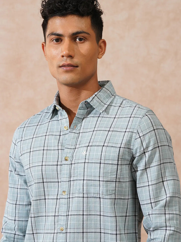 Textured Tonal Check Shirt | Blue