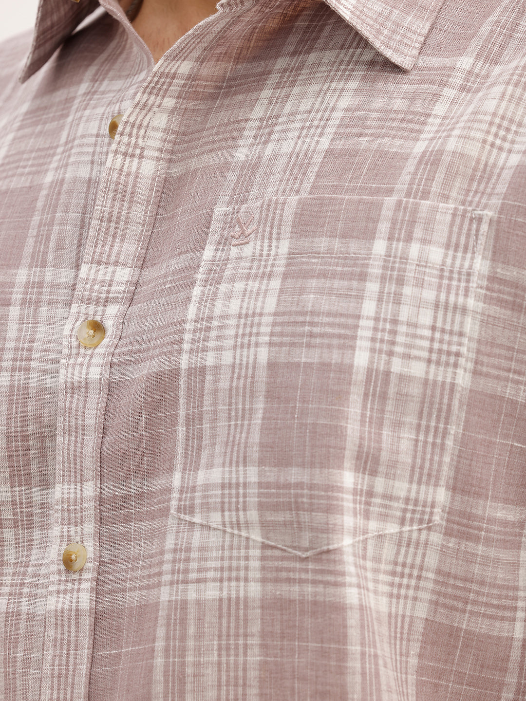 Slim Fit Checkered Full Sleeve Shirt | Brown