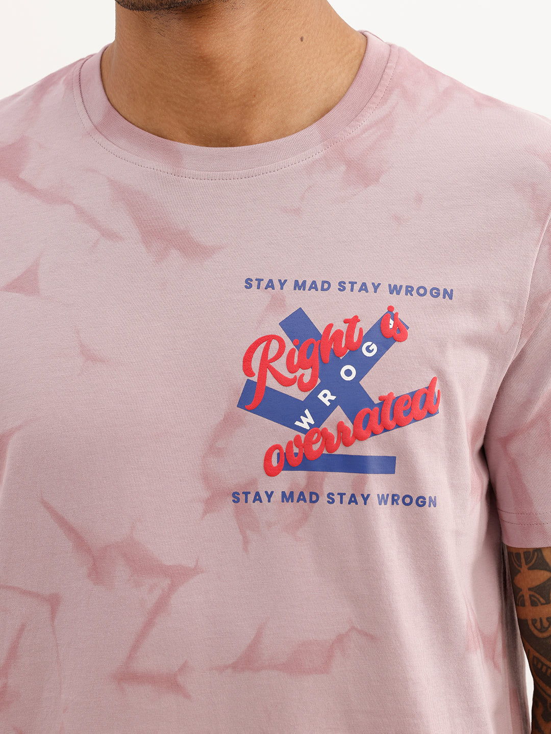Slim Fit Placement Puffer Printed T-Shirt | Pink