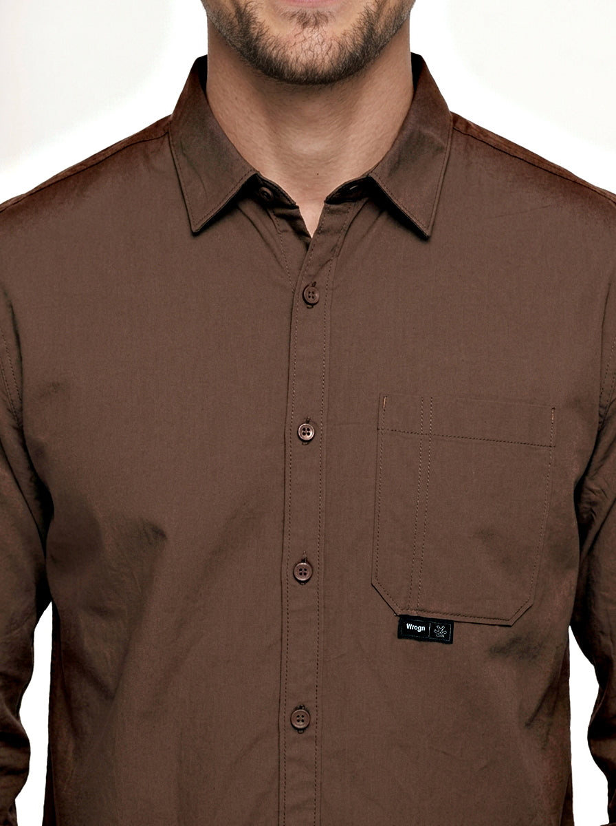 Comfort Fit Full Sleeve Shirt | Brown