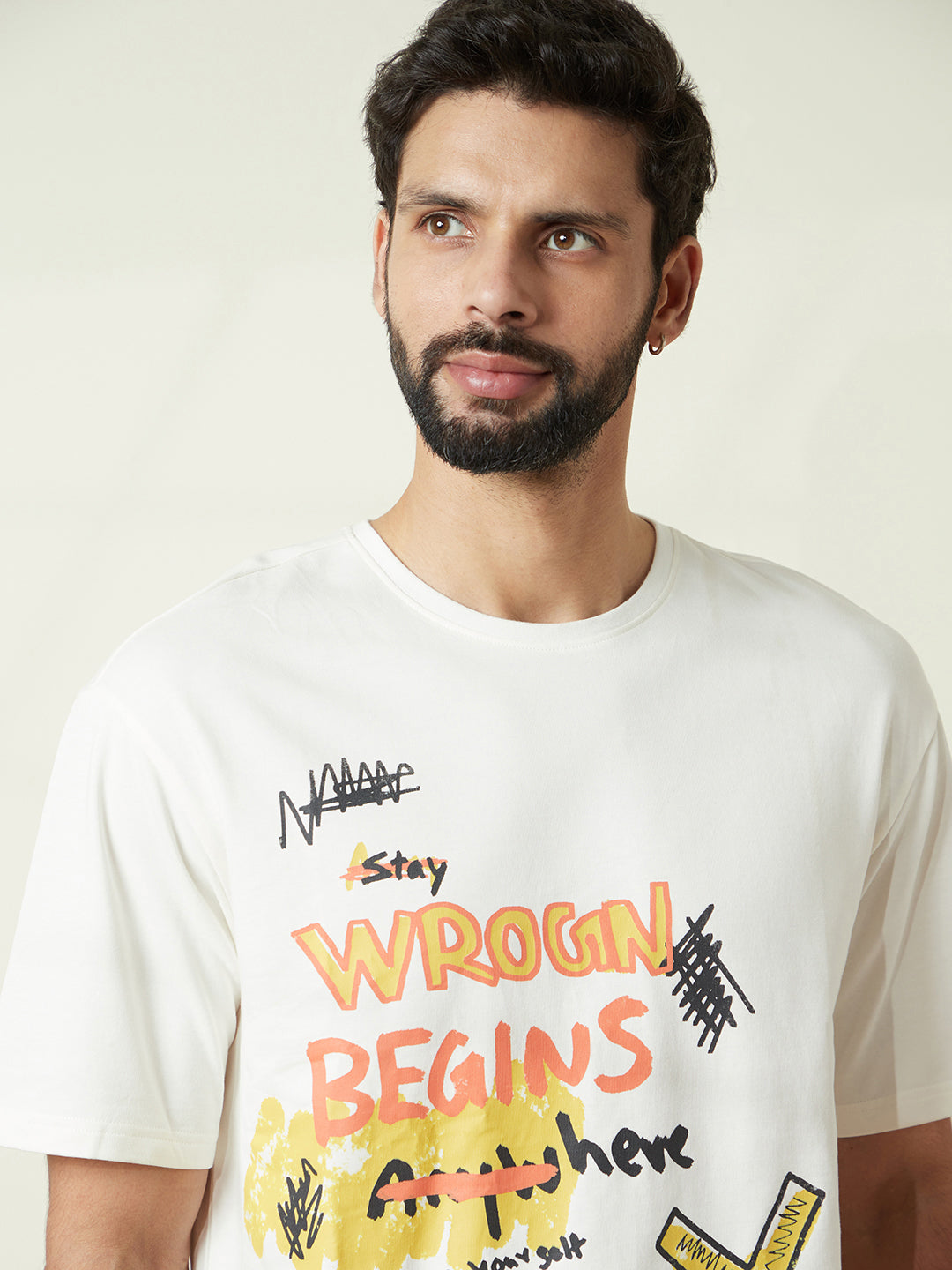 Wrogn Begins Here Printed T-Shirt