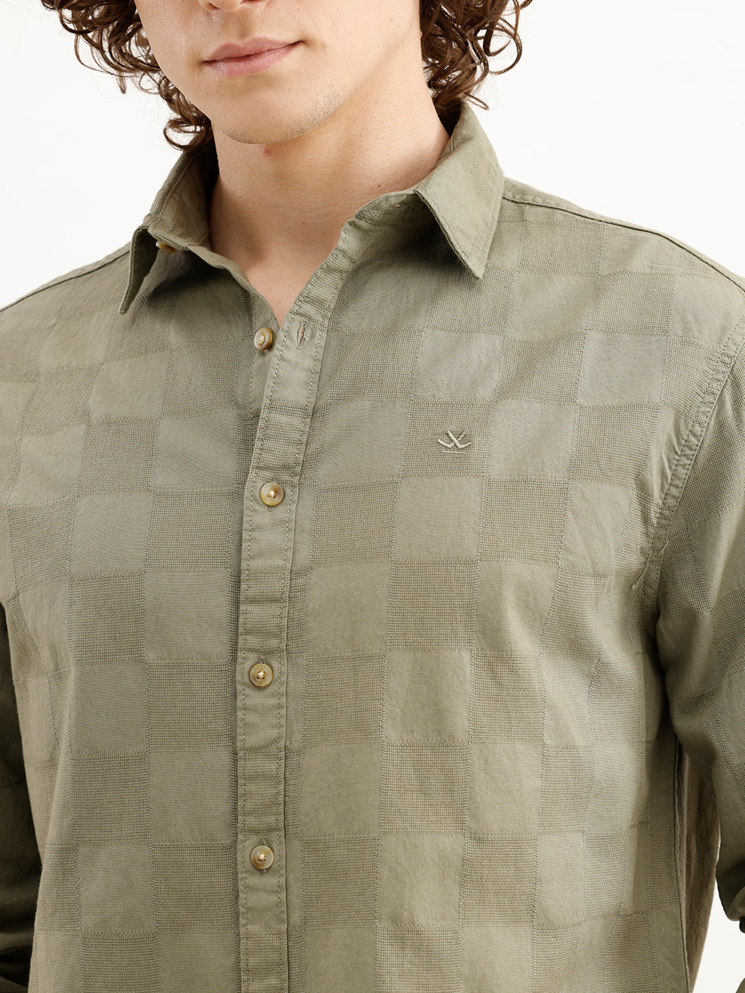 Comfort Fit Textured Shirt | Green