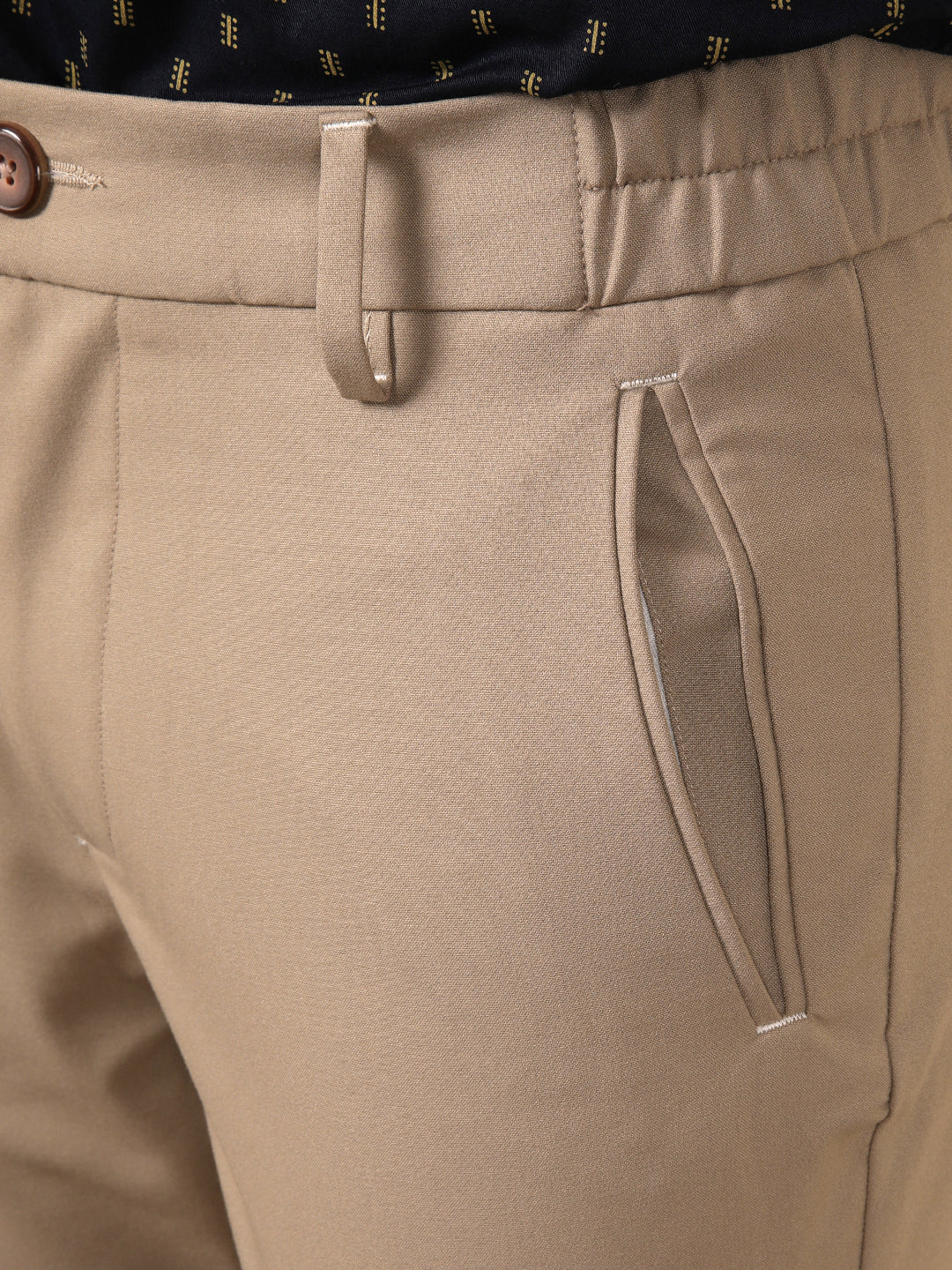 Casual Beige Elastic Waist Trousers
