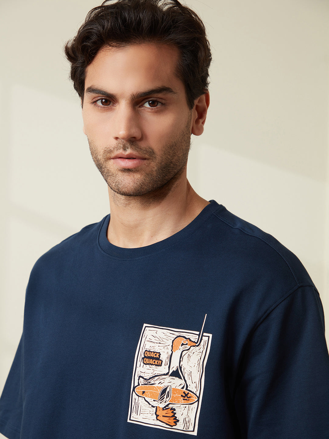 Placement Printed Navy T-Shirt