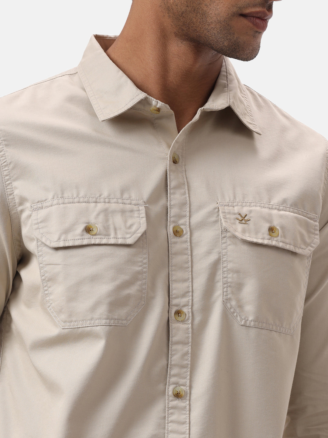 Beige Double Pocket Shirt