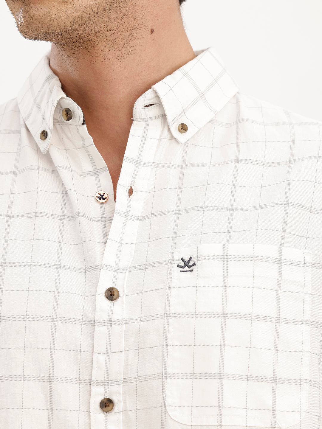Classic Checkered Regular Fir Shirt | White