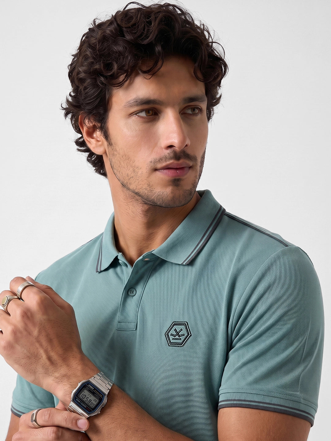 Slim Fit Tipping Collar Polo T-Shirt | Green