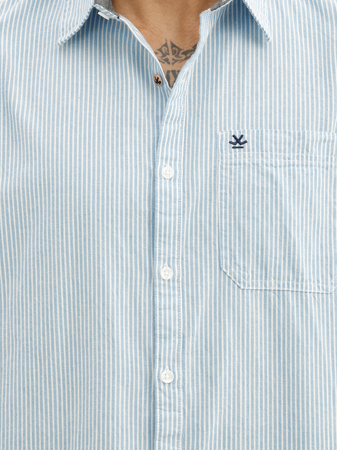 Classic Slim Fit Striped Shirt | Blue