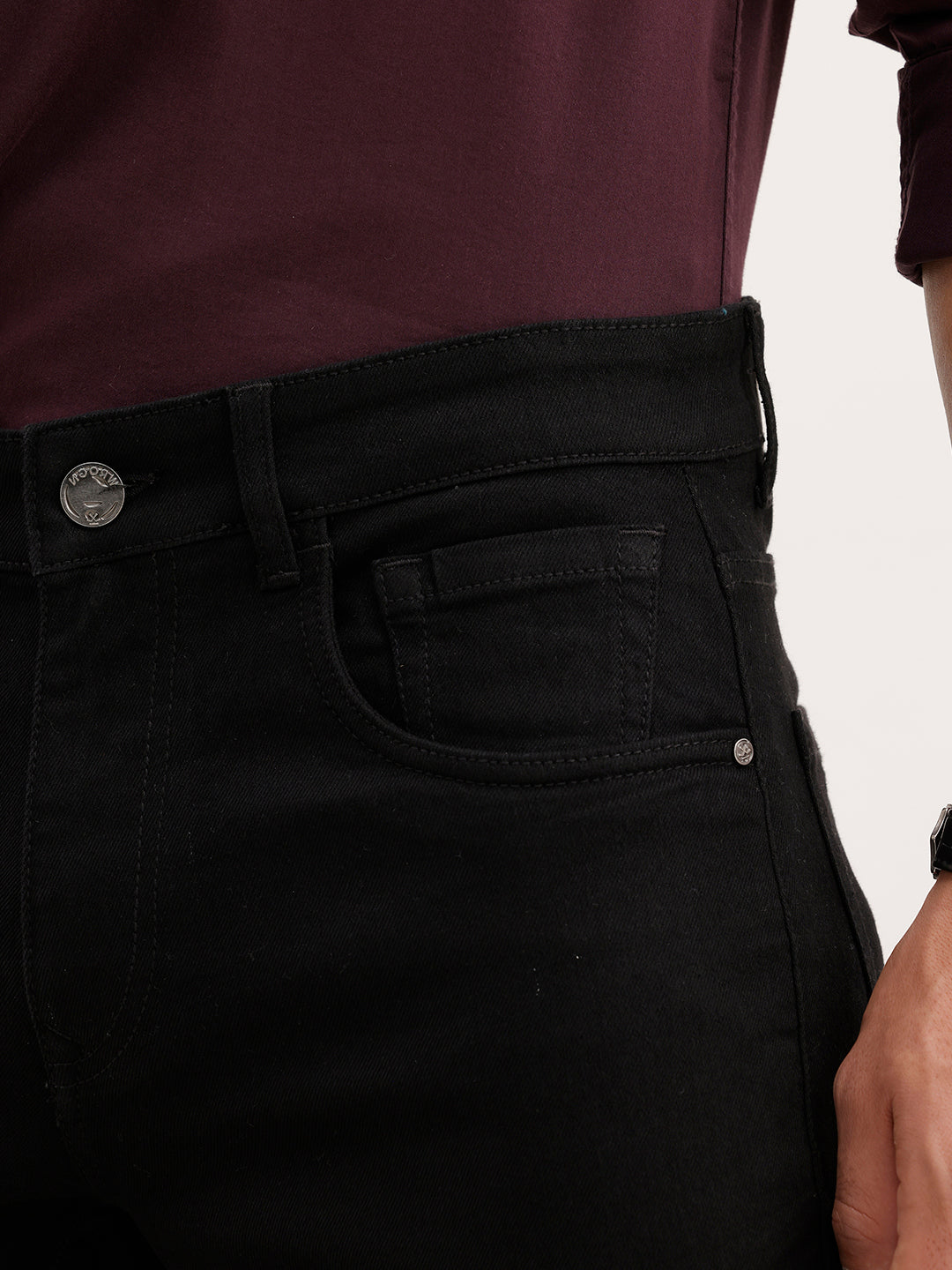 Slim Fit Solid Denim Jeans  | Black