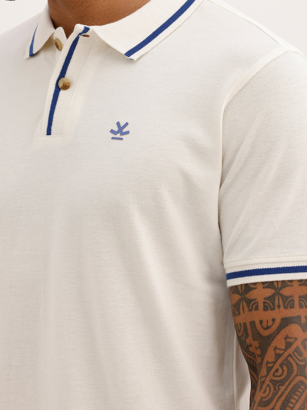 Slim Fit Tipping Collar Polo T-Shirt | Off White