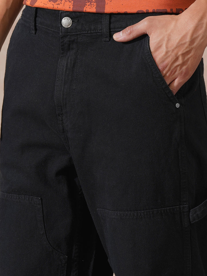 Carpenter Style Loose Fit Trouser | Black