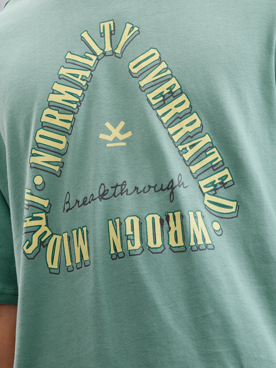 Retro Graphic Printed Oversized Fit T-shirt | Green