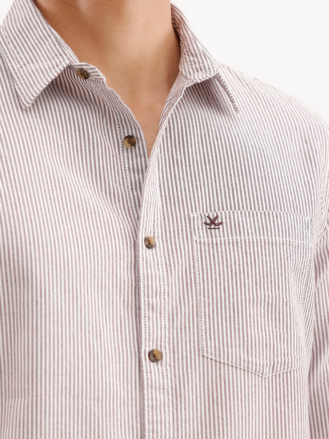 Classic Regular Fit Striped Shirt  | Brown