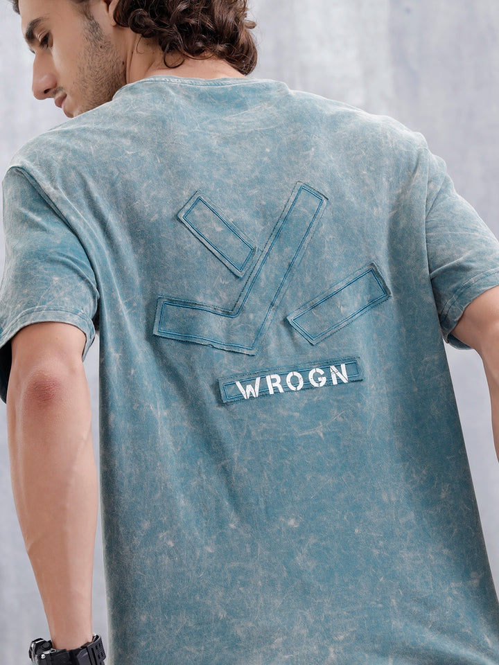 Washed Oversized Fit Tee With Logo Embroidery Patch | Green