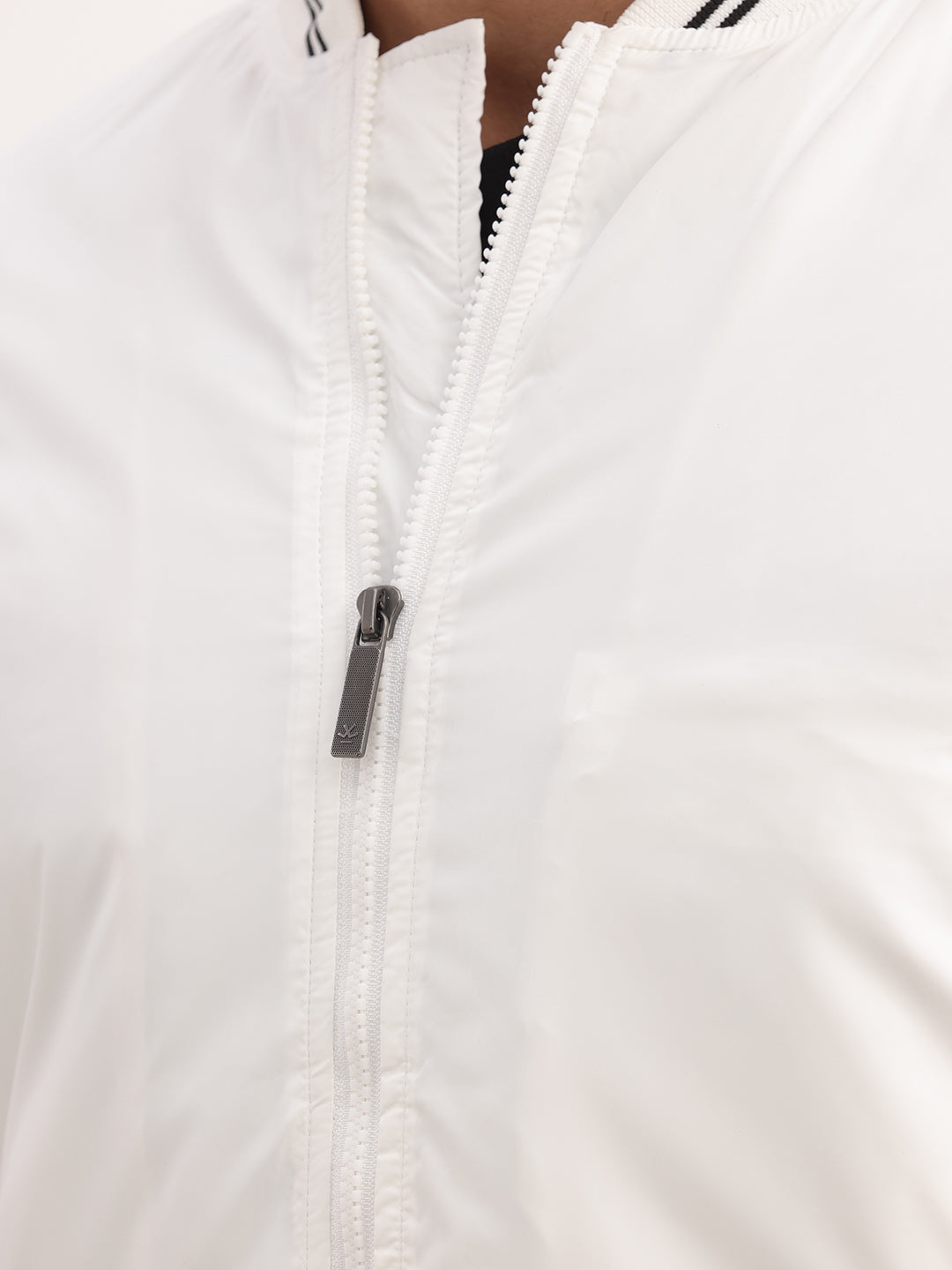 Classic Slim Fit Tipping Collar Bomber Jacket | White