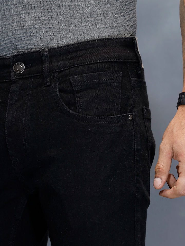 Men's Casual Slim Tapered Fit Jeans | Black