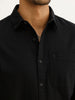 Regular Fit Textured Full Sleeve Shirt | Black
