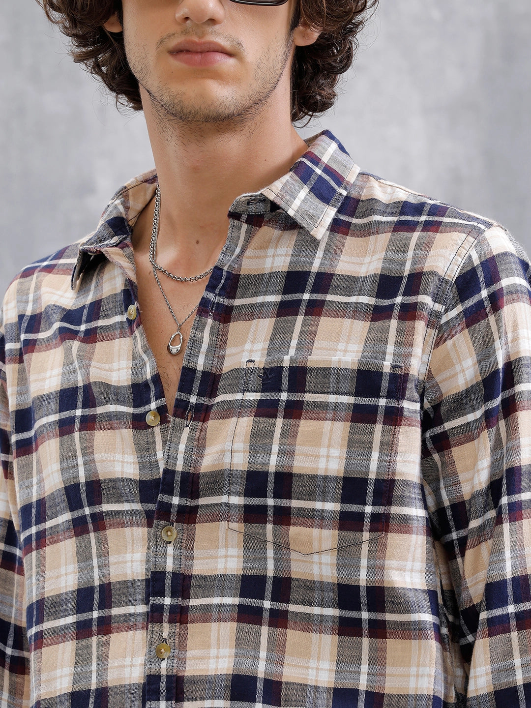 Checkered Full Sleeve Shirt  | Navy Blue