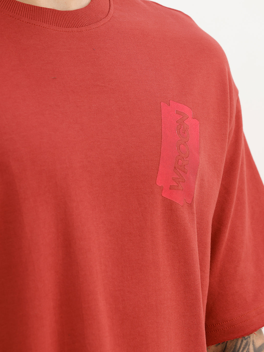 Oversized Fit Placement Printed T-Shirt | Red | WTS02HSOS1063S